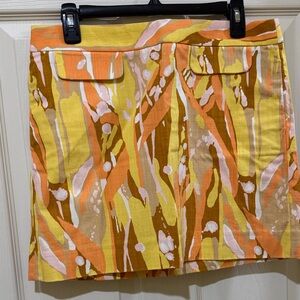 J. Crew Yellow and Brown Patterned Skirt